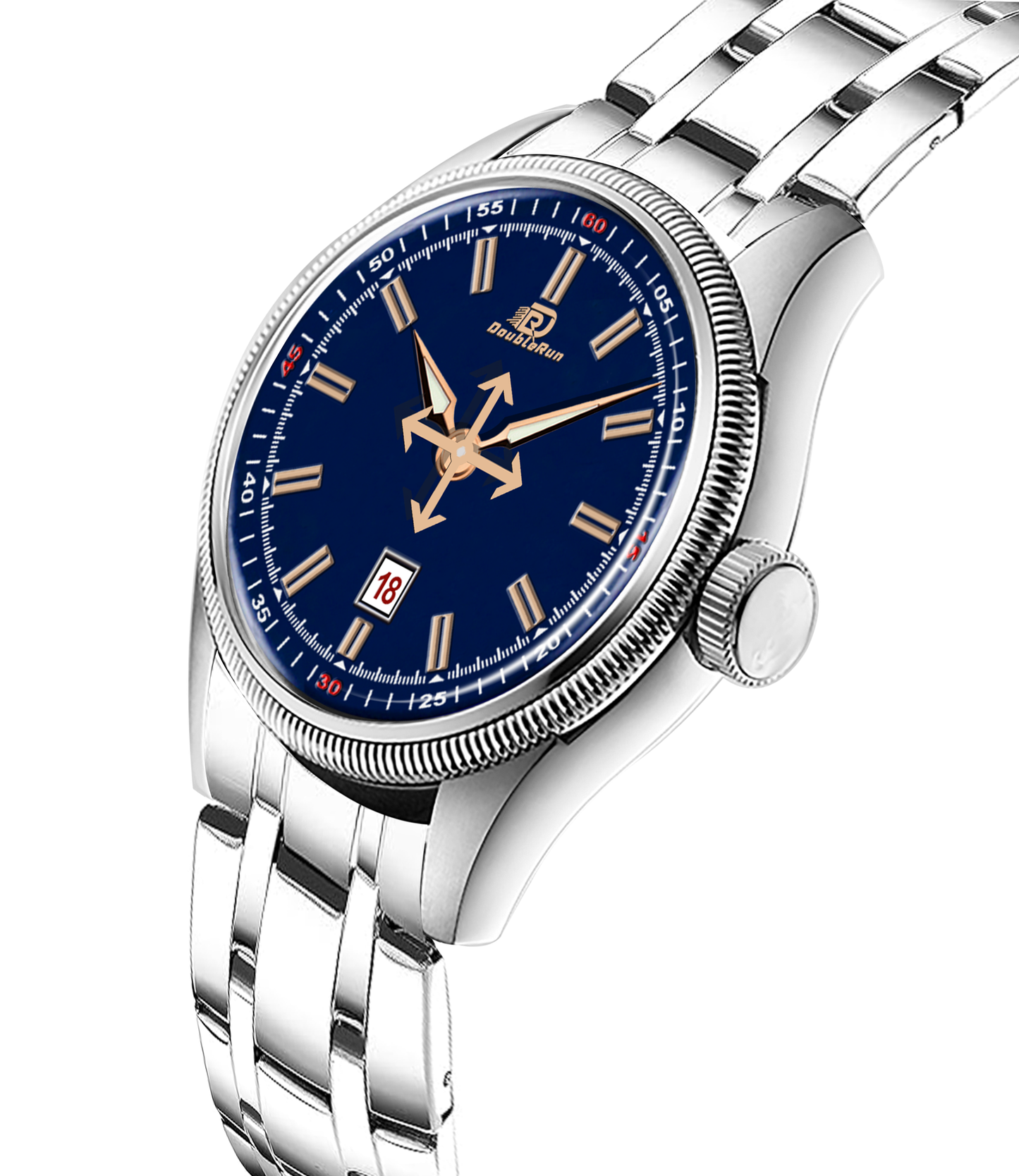Buy Double Run Silver Watch with Blue Dial | Stylish Stainless Steel Men’s Watch