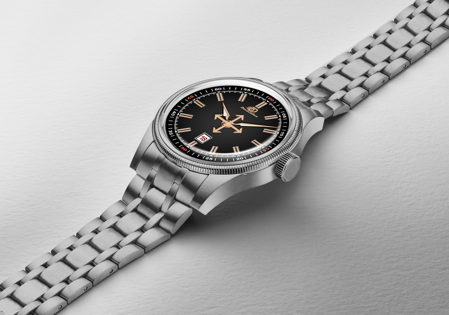 Double Run Classic Black Dial Men's Analog Watch with Date Display & Stainless Steel Strap