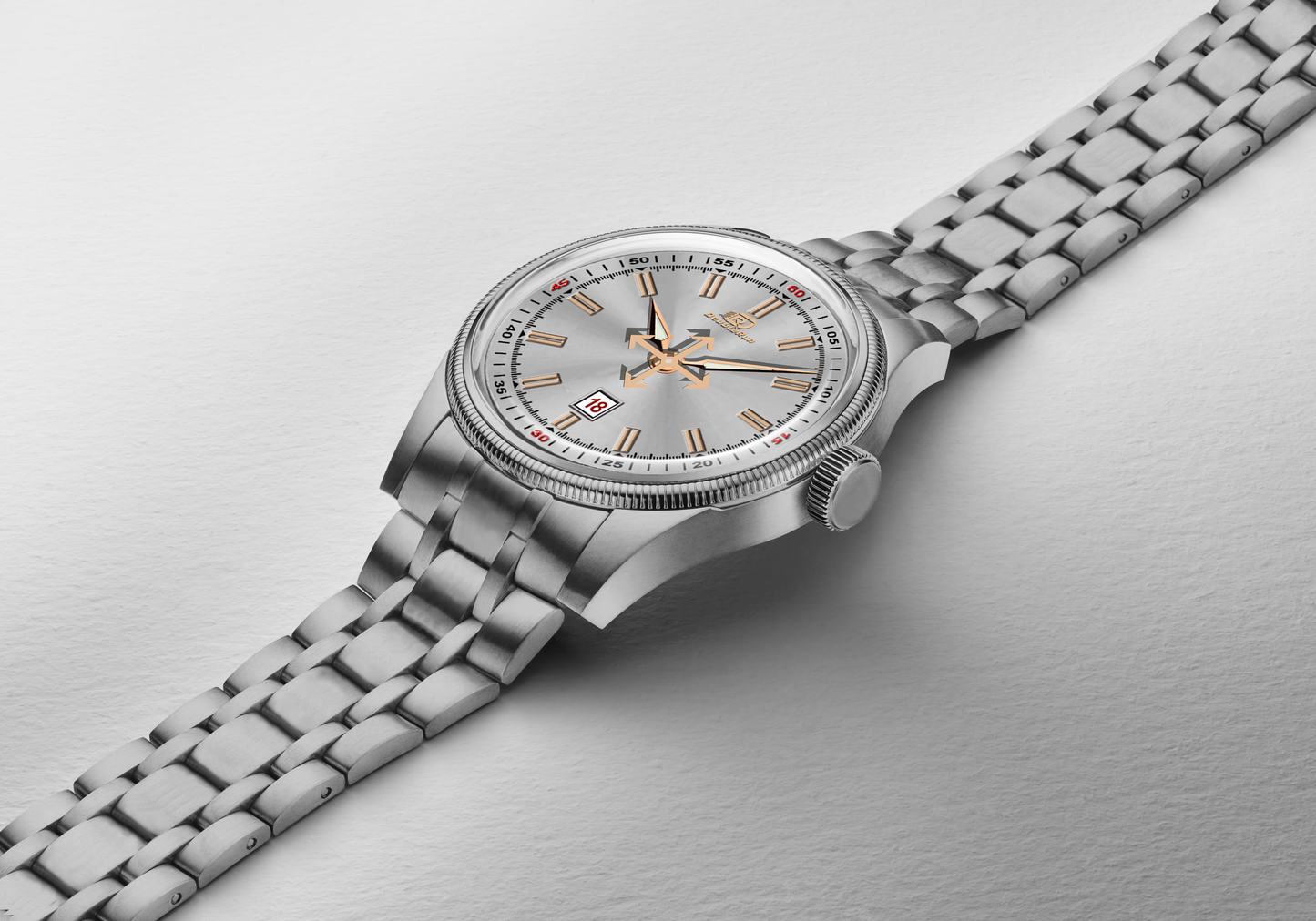 Double Run Classic Silver Dial Men's Analog Watch with Date Display & Stainless Steel Strap