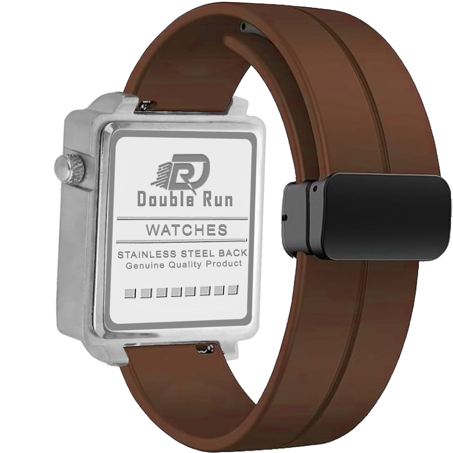 Double Run DualTime: Brown Strap White Dial Watch
