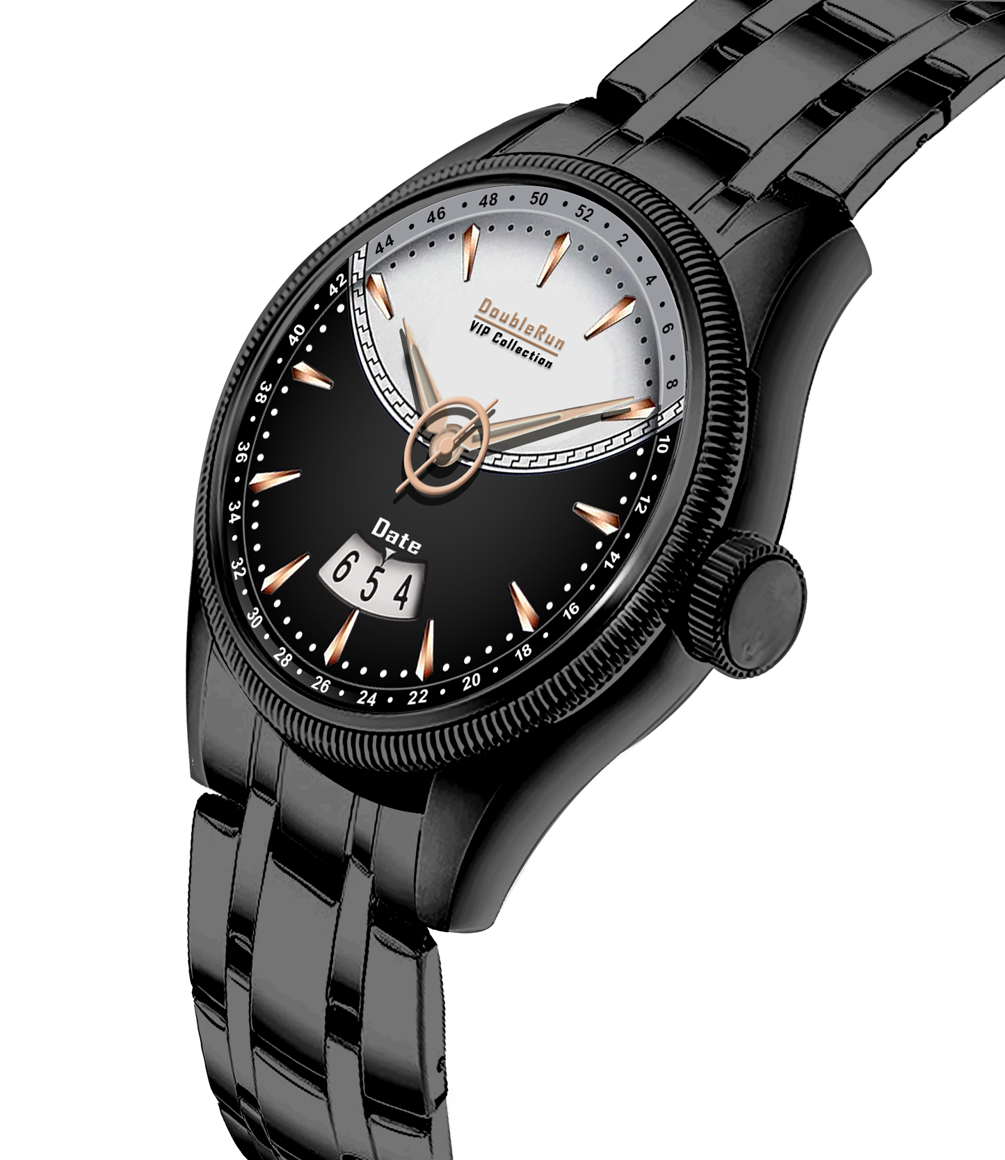 Double Run VIP Collection Black and White Two-Tone Dial Men's Watch