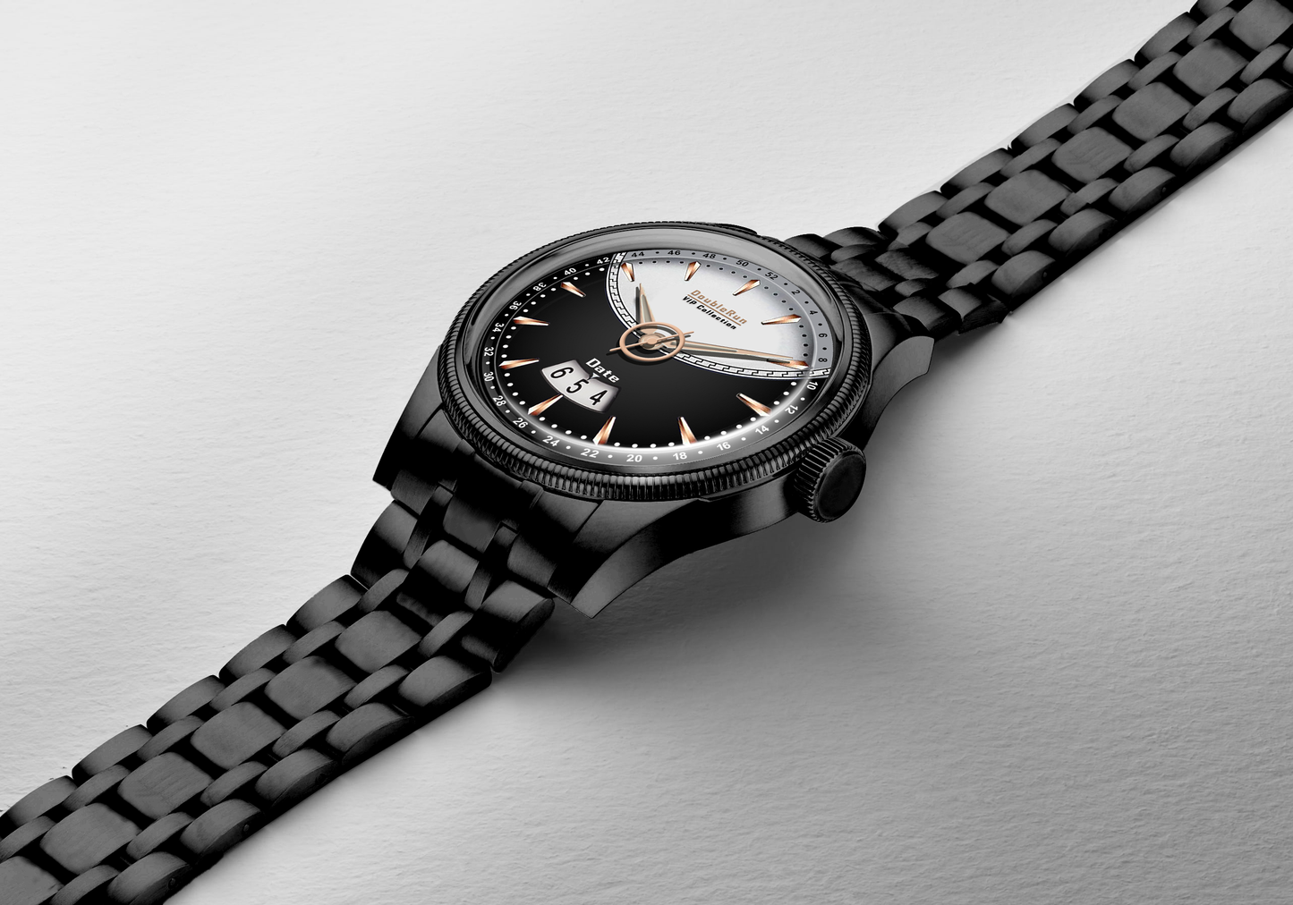 Double Run VIP Collection Black and White Two-Tone Dial Men's Watch