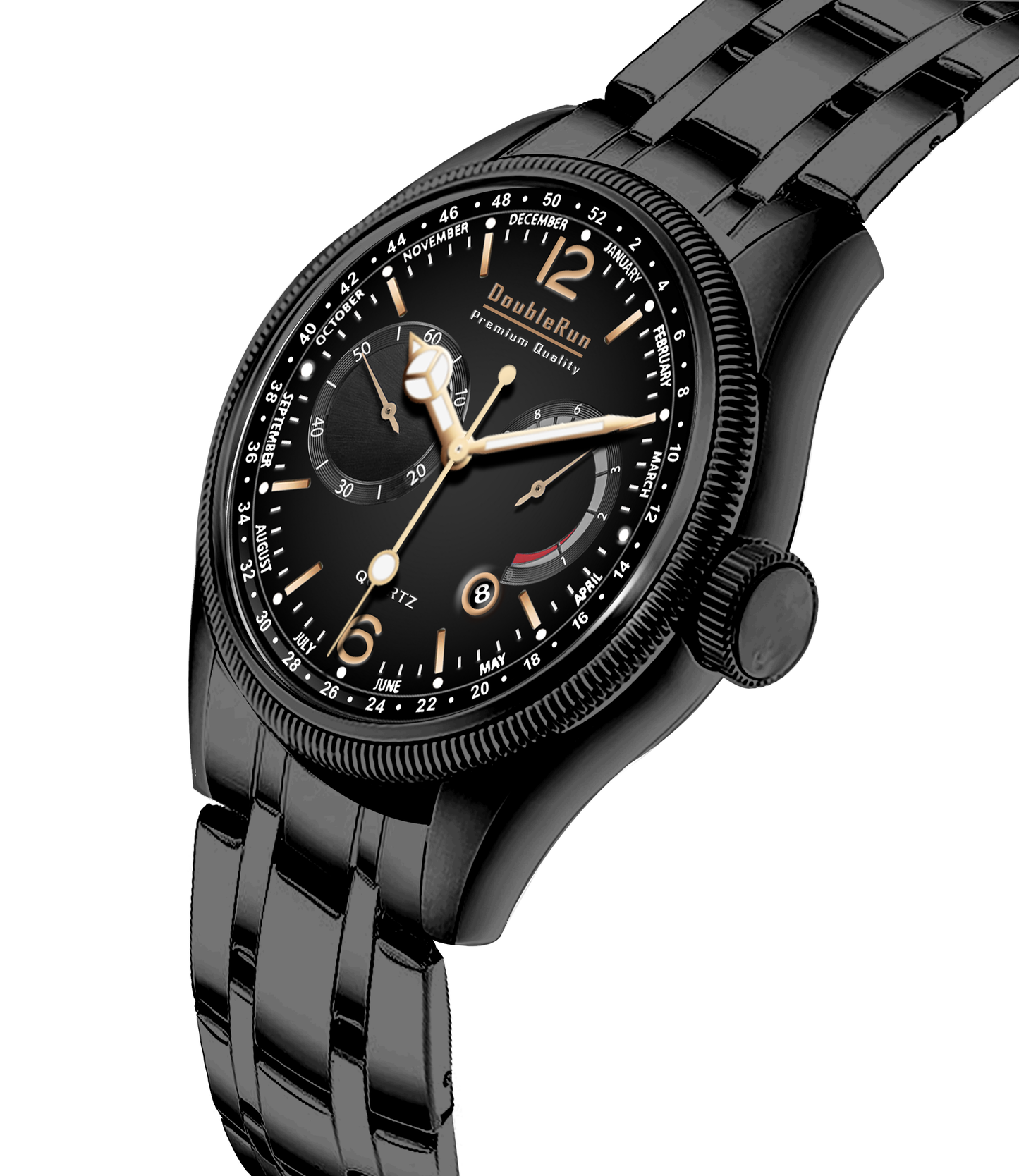 Double Run Black Dial and Black Strap Watch | Stylish Men’s Timepiece