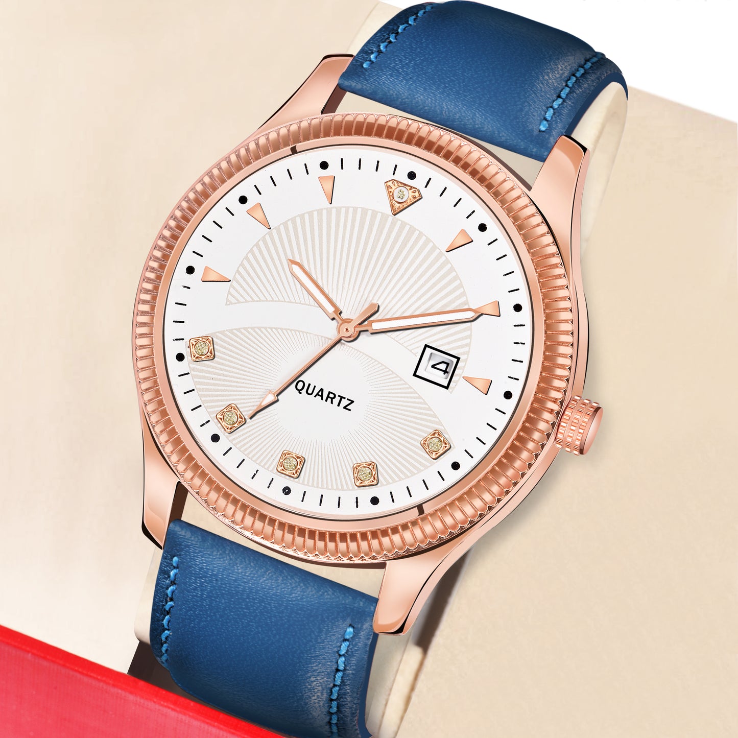 Men's Premium Multifunction Calendar Watch | Silver Case, Classic White Dial, and Black Alligator-Style Strap