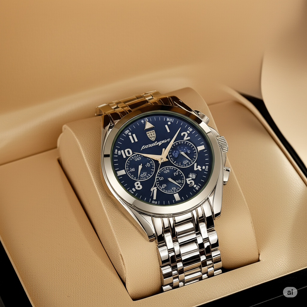 Poedagar Men's Two-Tone Stainless Steel Chronograph Watch