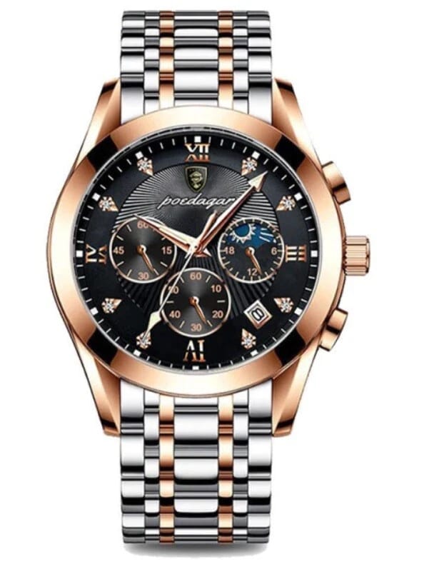 Poedagar Men's Two-Tone Stainless Steel Chronograph Watch