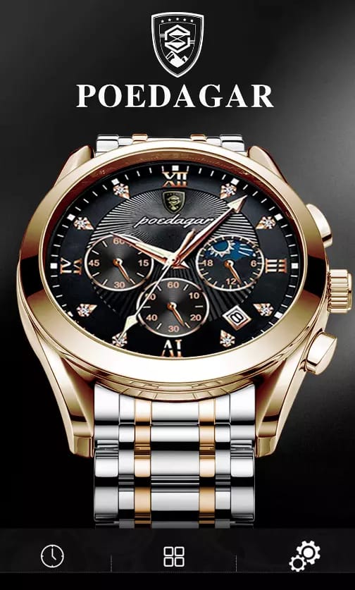 Poedagar Men's Two-Tone Stainless Steel Chronograph Watch
