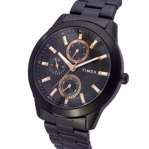 Timex Men's Multifunction Black Stainless Steel Bracelet Watch