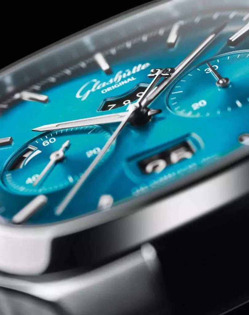 Glashütte Original SeaQ Chronograph - Steel & Blue Dial with Suede Leather Strap
