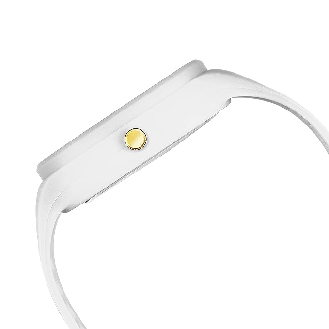 International White Square Dial Watch with Gold-Tone Accents and Silicone Strap