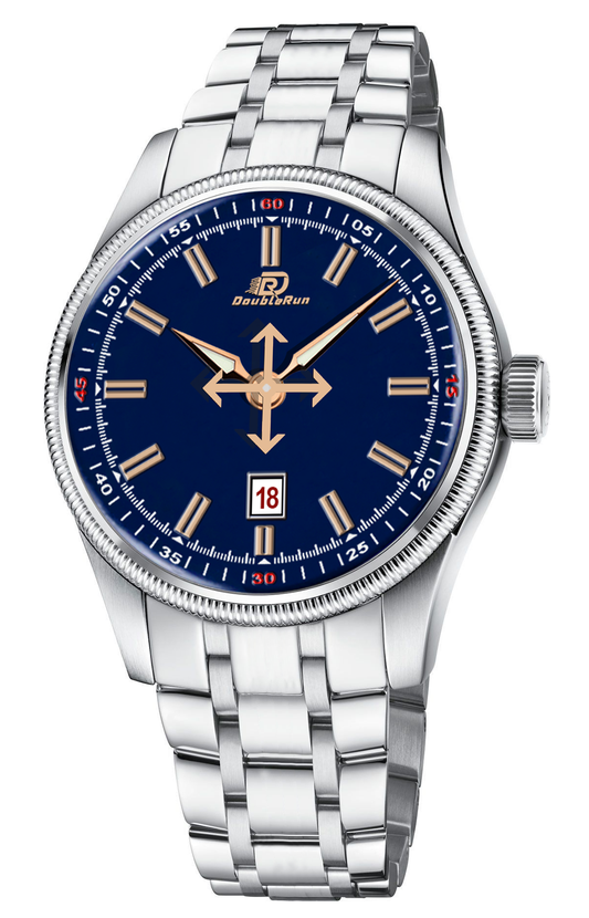 Buy Double Run Silver Watch with Blue Dial | Stylish Stainless Steel Men’s Watch