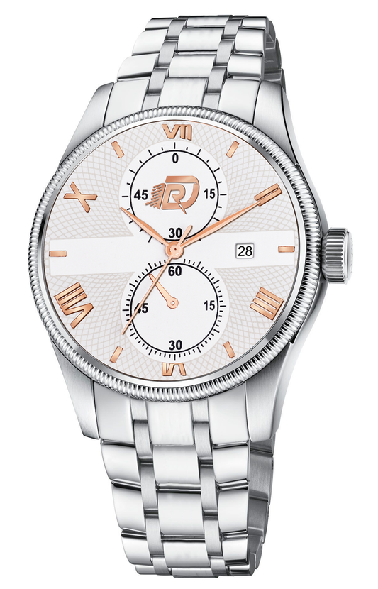 Run White and Silver Men's Watch - Sleek and Sophisticated