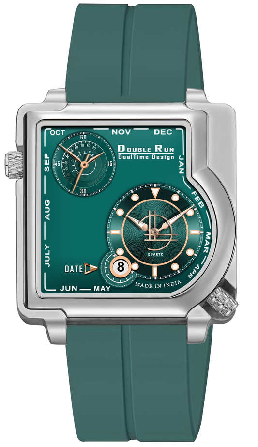 Double-Run Dealtime Green Square Dial Watch: A Fusion of Style and Functionality