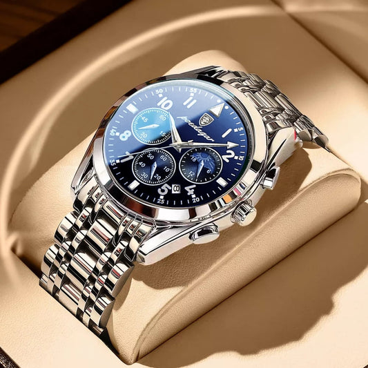 Poedagar Men's Two-Tone Stainless Steel Chronograph Watch