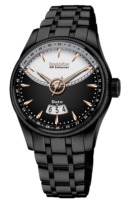 Double Run VIP Collection Black and White Two-Tone Dial Men's Watch