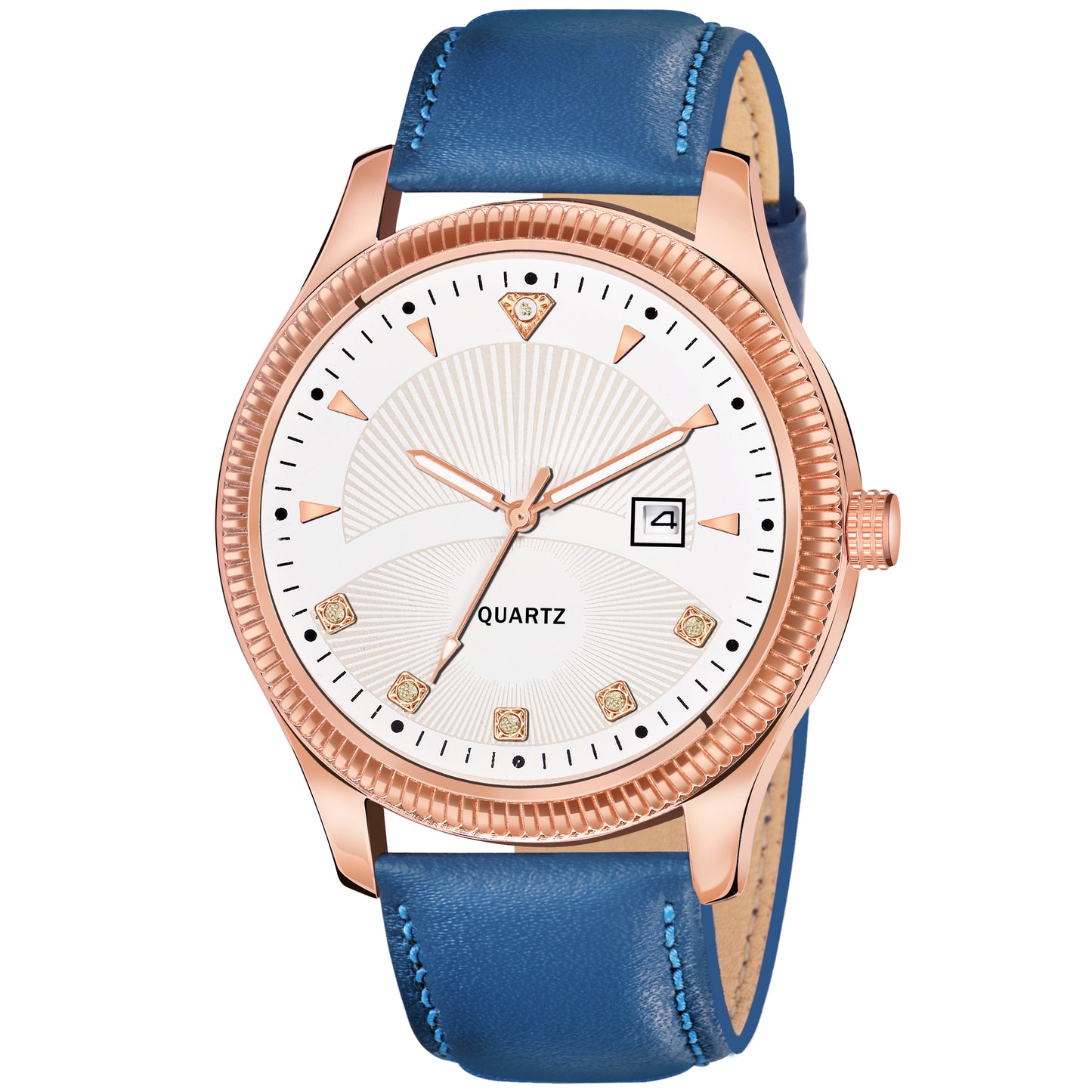 Men's Premium Multifunction Calendar Watch | Silver Case, Classic White Dial, and Black Alligator-Style Strap