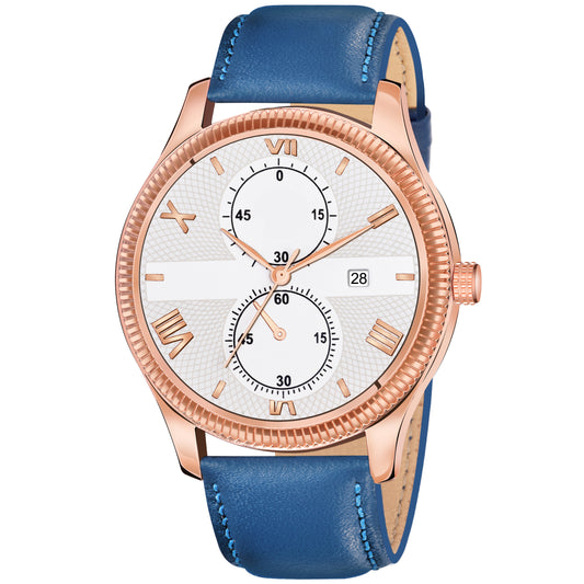 Women's Elegant Quartz Dress Watch | Rose Gold-Tone, Crystal-Accented White Dial, and Tan Leather Strap