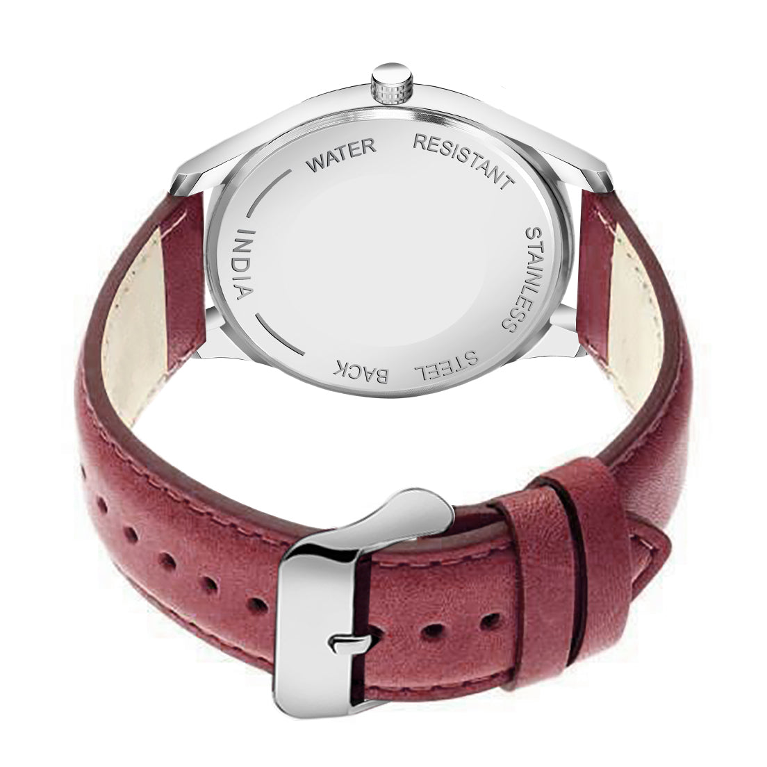 Men's Vintage Style Quartz Watch with Burgundy Dial and Leather Strap | Retro Pilot Field Watch with Date Indicator