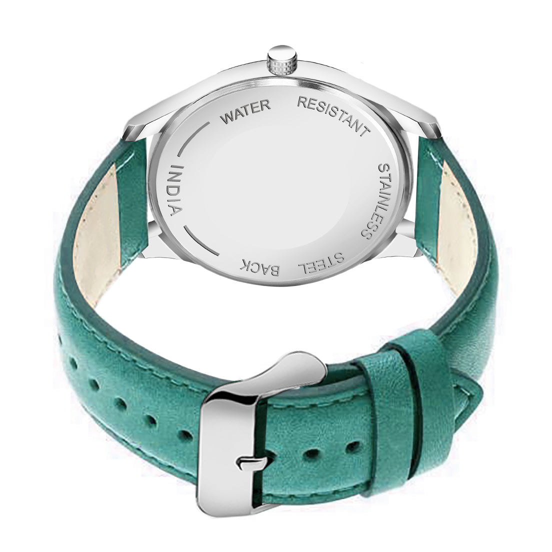 Men's Vintage Style Quartz Watch with Emerald Green Dial and Teal Leather Strap | Retro Field Watch with Pointer Date
