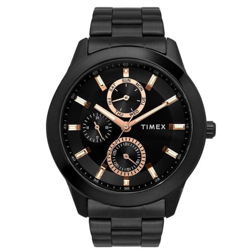 Timex Men's Multifunction Black Stainless Steel Bracelet Watch